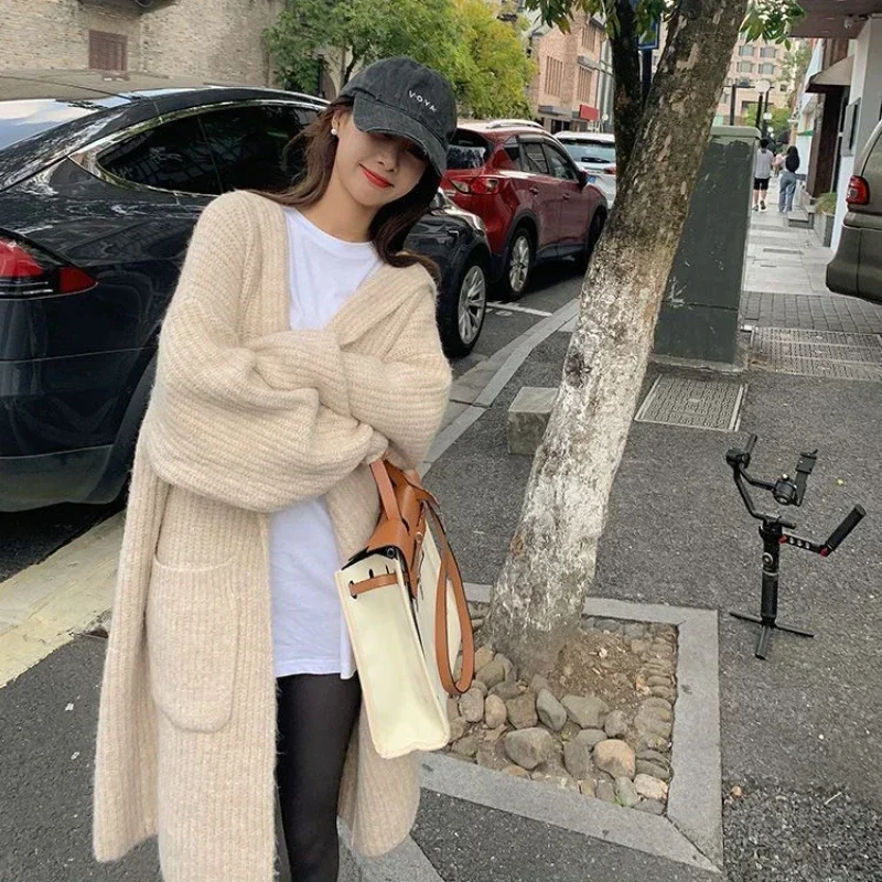 

Women's Sweater Cardigan Knit Tops For Woman Long V-neck Streetwear Jumper 90s Vintage Tall Crochet Korean Luxury Winter 2024