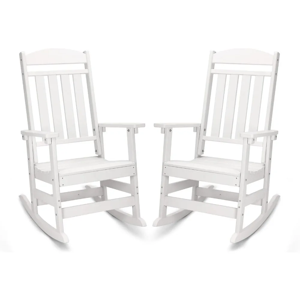 

Patio Rocking Chairs Set of 2,HDPE High Back Porch Rocker,All Weather Resistant Poly Lumber Outdoor Porch Rocker, Rocking