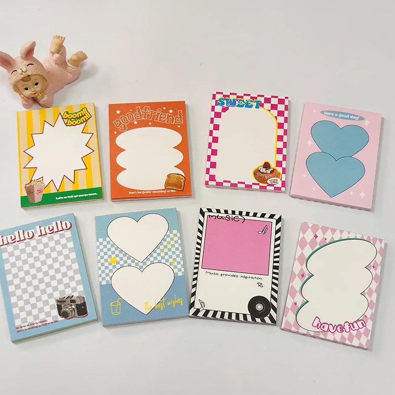 100Pcs Sweet Heart Memo Pad Decoration Scrapbook Message Notes Paper To Do List Planner Daily Check Notepad Cute Stationery