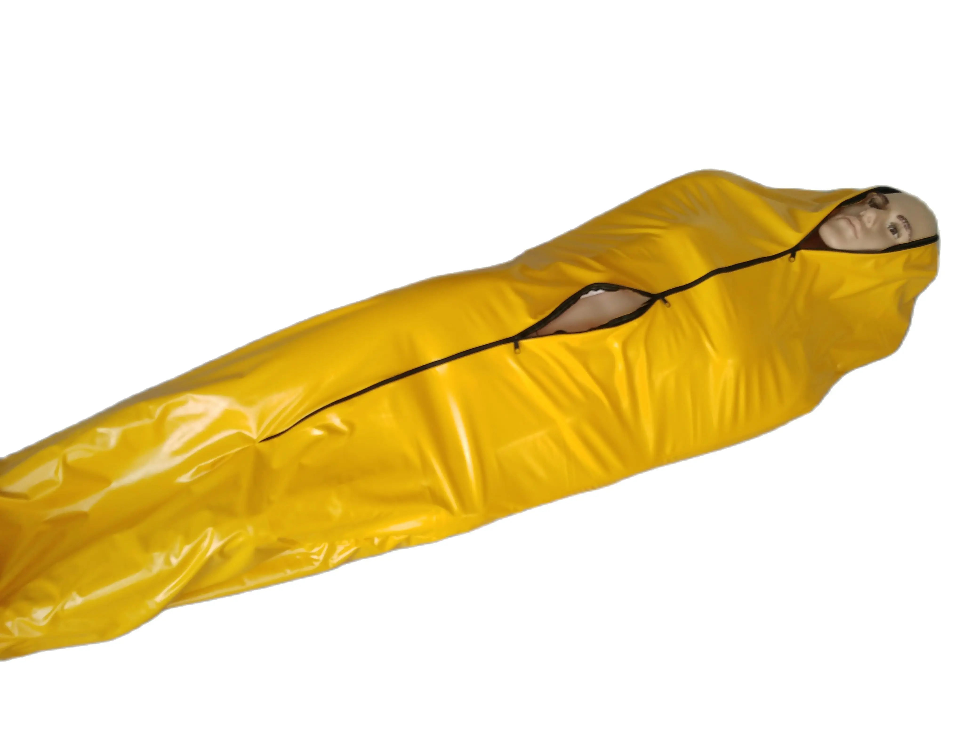 Pvc faux leather mummy bodysuit Spandex Sleeping Bag Zentai Catsuits adults cosplay front 3-ways zipper bodybag Stage Props - Image 4
