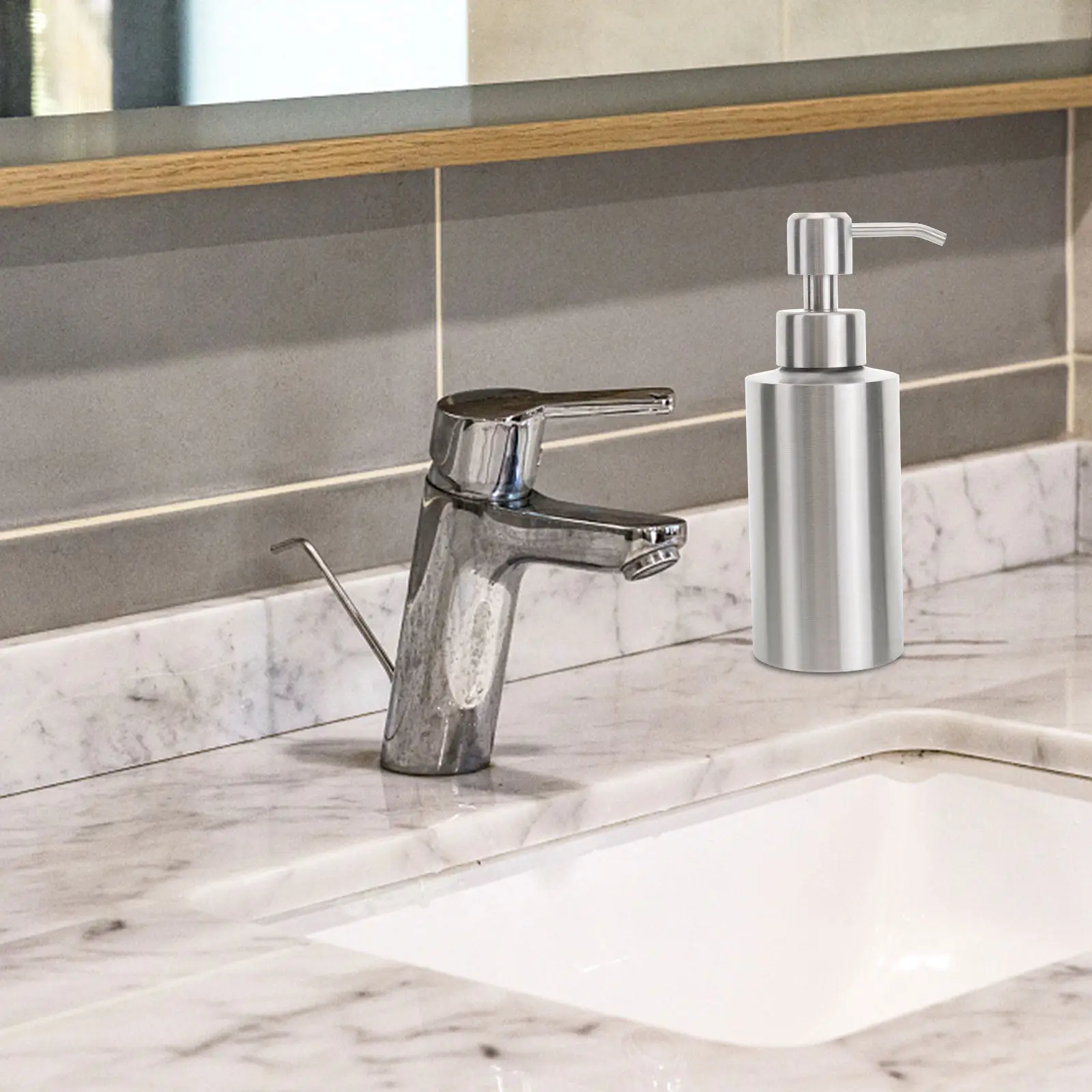 

Дозатор для жидкого мыла из нержавеющей стали 304, помпа для ванной и кухни, для лосьона, шампуня, моющего средства для посуды, увлажняющего крема, 220 мл