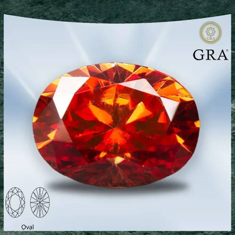 

Moissanite Stone Garnet Color Oval Cut VVS1 with GRA Certificate for Gemstone Charms Beads Top Jewelry Making Materials