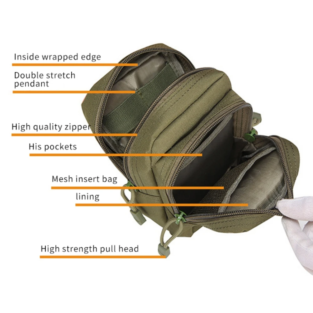 18cm Tactical Waist Bags Pouch for Camping Hiking Hunting Traveling Keys Cards Money Headphones Molle Storage Waist Pack