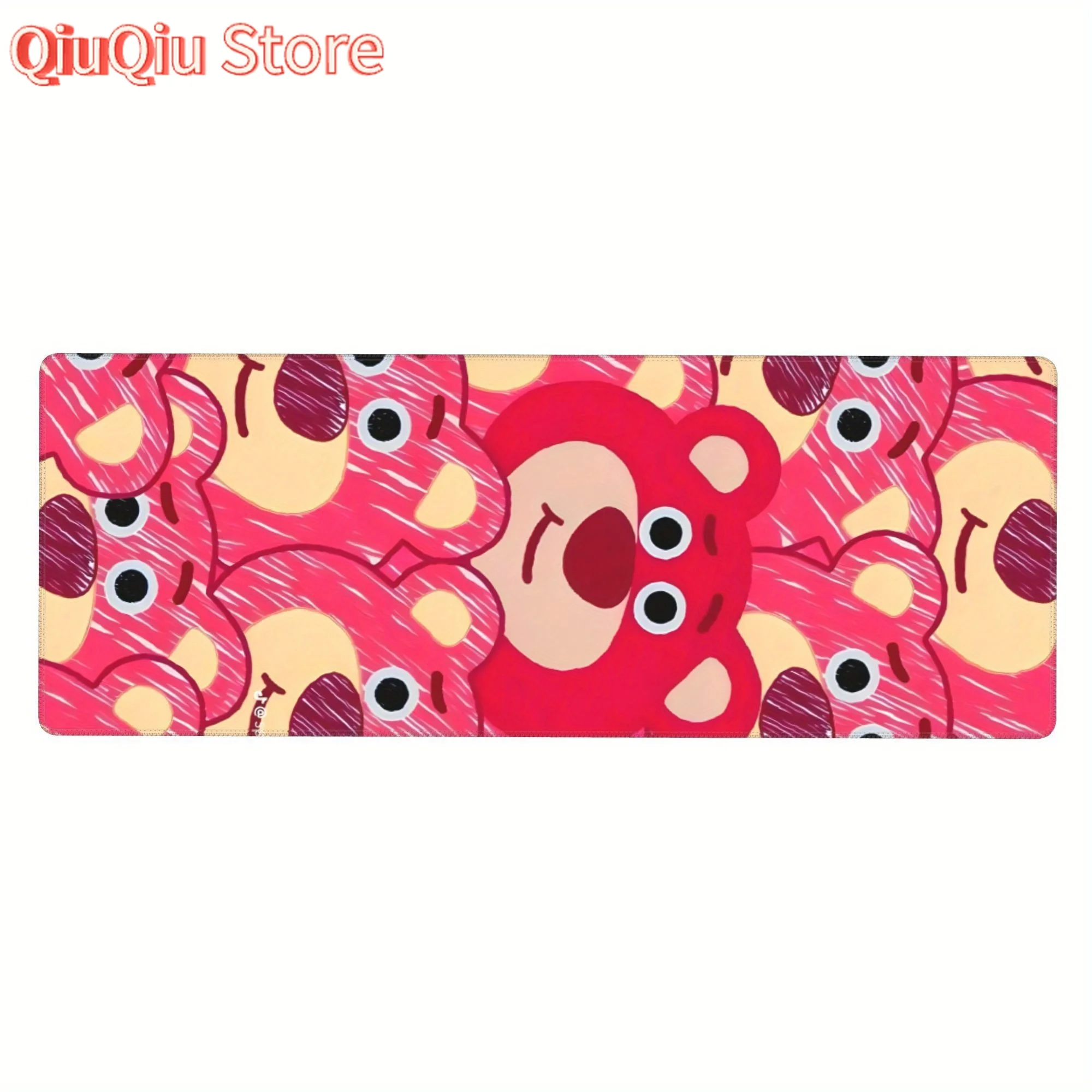 

Большой коврик для игрового стола и компьютерной клавиатуры — нескользящая резиновая основа, пришитые края, милый дизайн медведя Lotso с сердечком и лицом