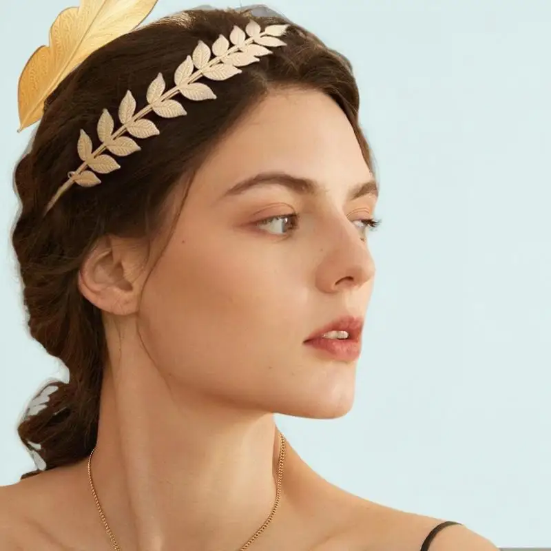 Retro Gold Leaf Headband Greek Goddess Crown Tiara Headpiece Bridal Wedding Hair Accessory Leafy Head Jewelry image 2