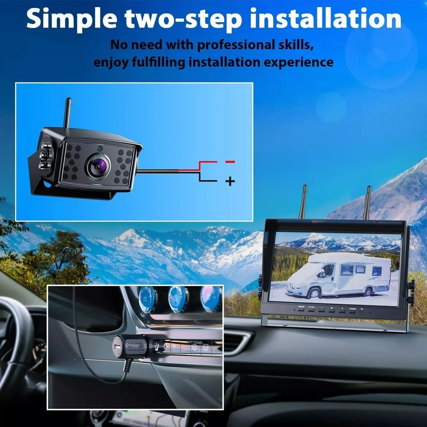 Digital Wireless 4CH Quad DVR Monitor 10.1