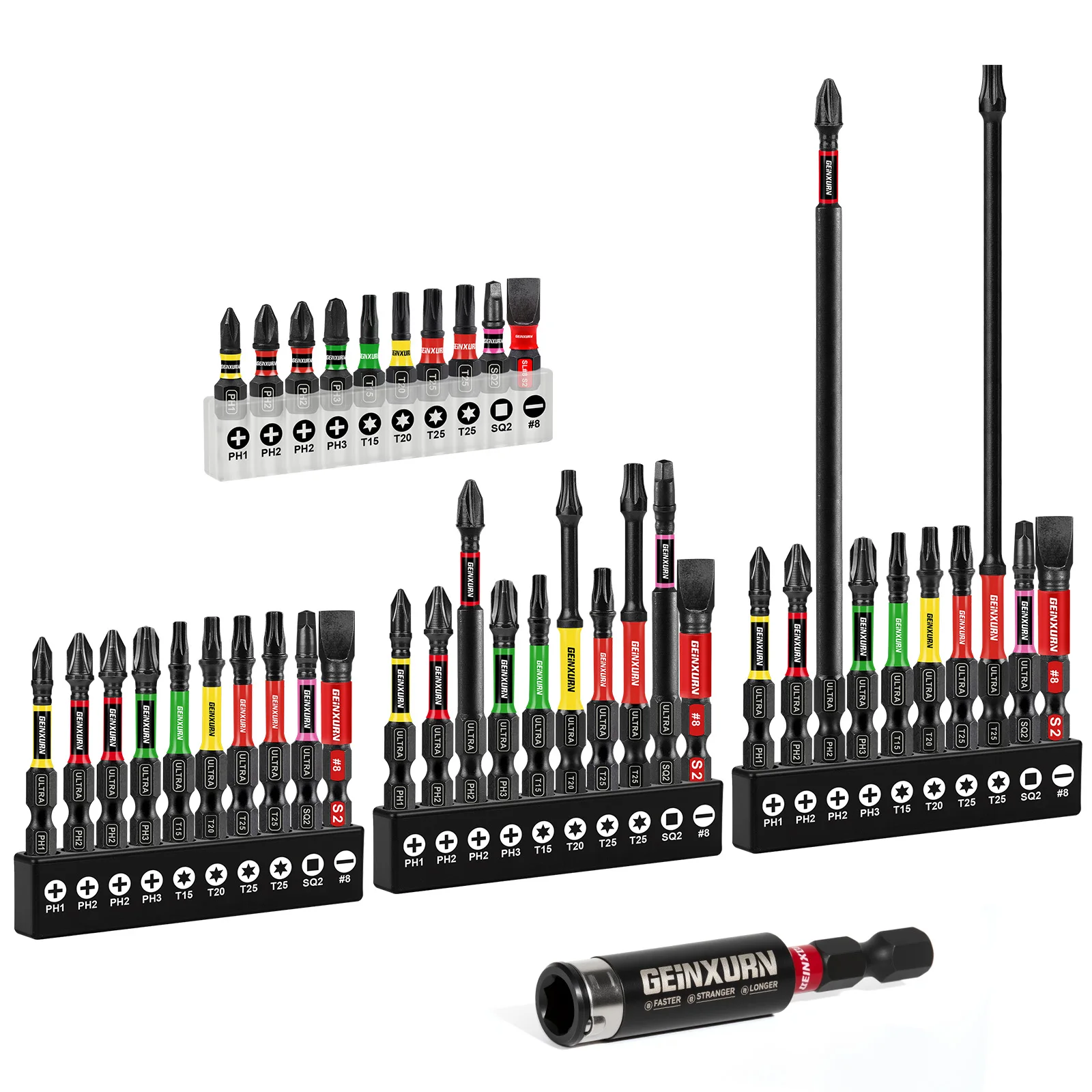

Geinxurn Mixed Impact Tough Screwdriver Power Bit Set ,S2 Alloy Steel Bit with Storage Organizer