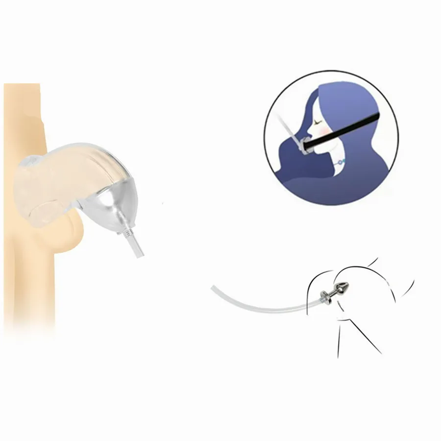 المقابس المعدنية حقنة شرجية توسع Voyeuristic ذكر يمكن ارتداؤها سيليكون العفة قفص قابل للتعديل الفم التوصيل SM مجموعة الجنس لعب الكبار #4