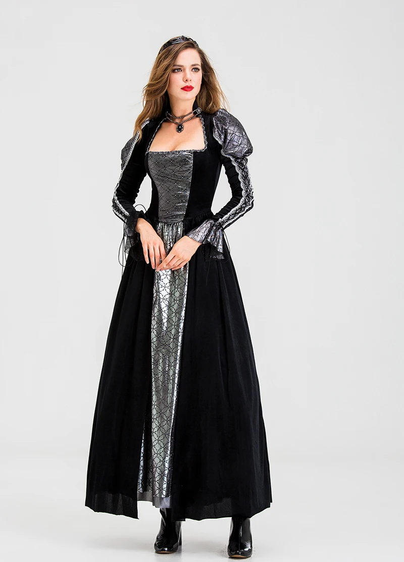 

Retro Court Style Long Dress Medieval Costume plus Size Halloween Outfit Cosplay Corset Skirt for Women Witch