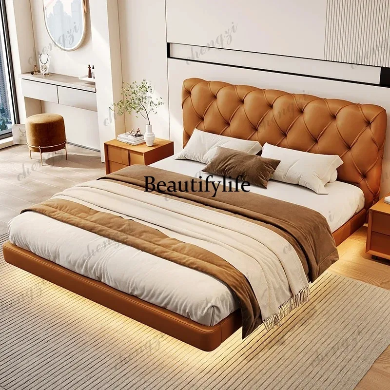 

European Elegant Bed Frame Tall Headboard Double Storage Full Size Bed Frame King Nightstands Cama De Matrimonio Home Furniture