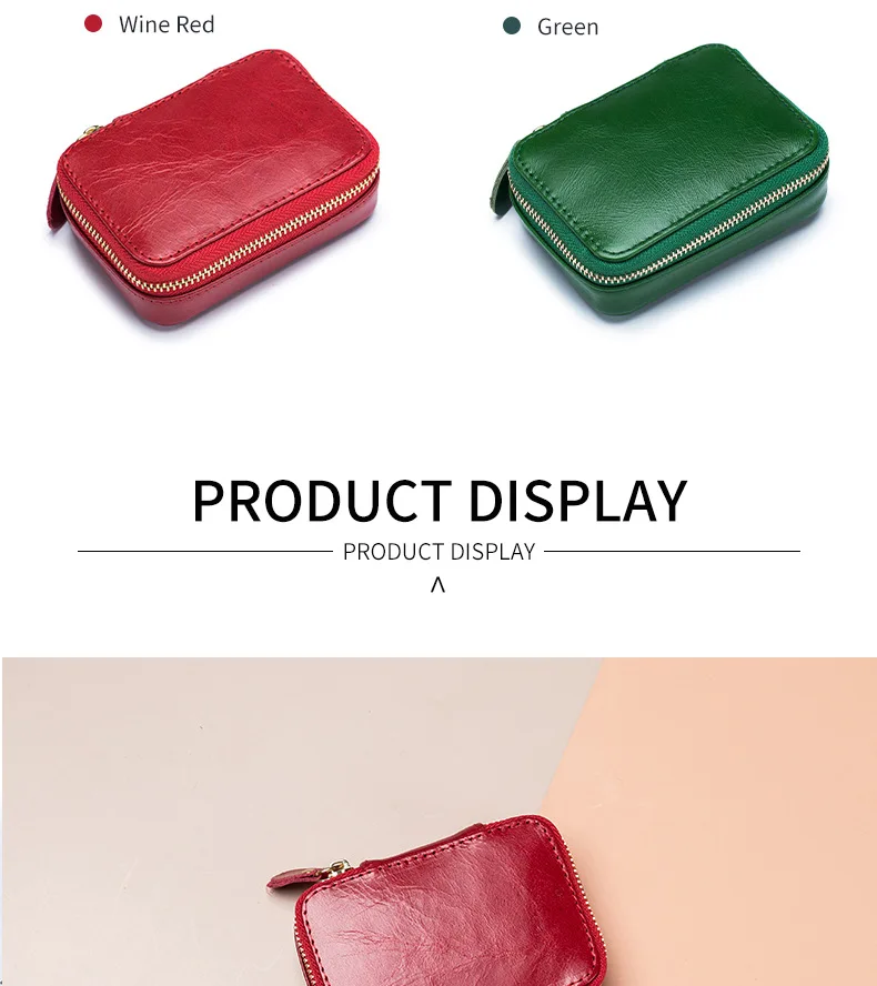 Lady Genuine Leather Lipstick Square Small Bag with Mirror Cowhide Cute Makeup Bag for Women's Jewelry Box Mini Coin Storage Bag