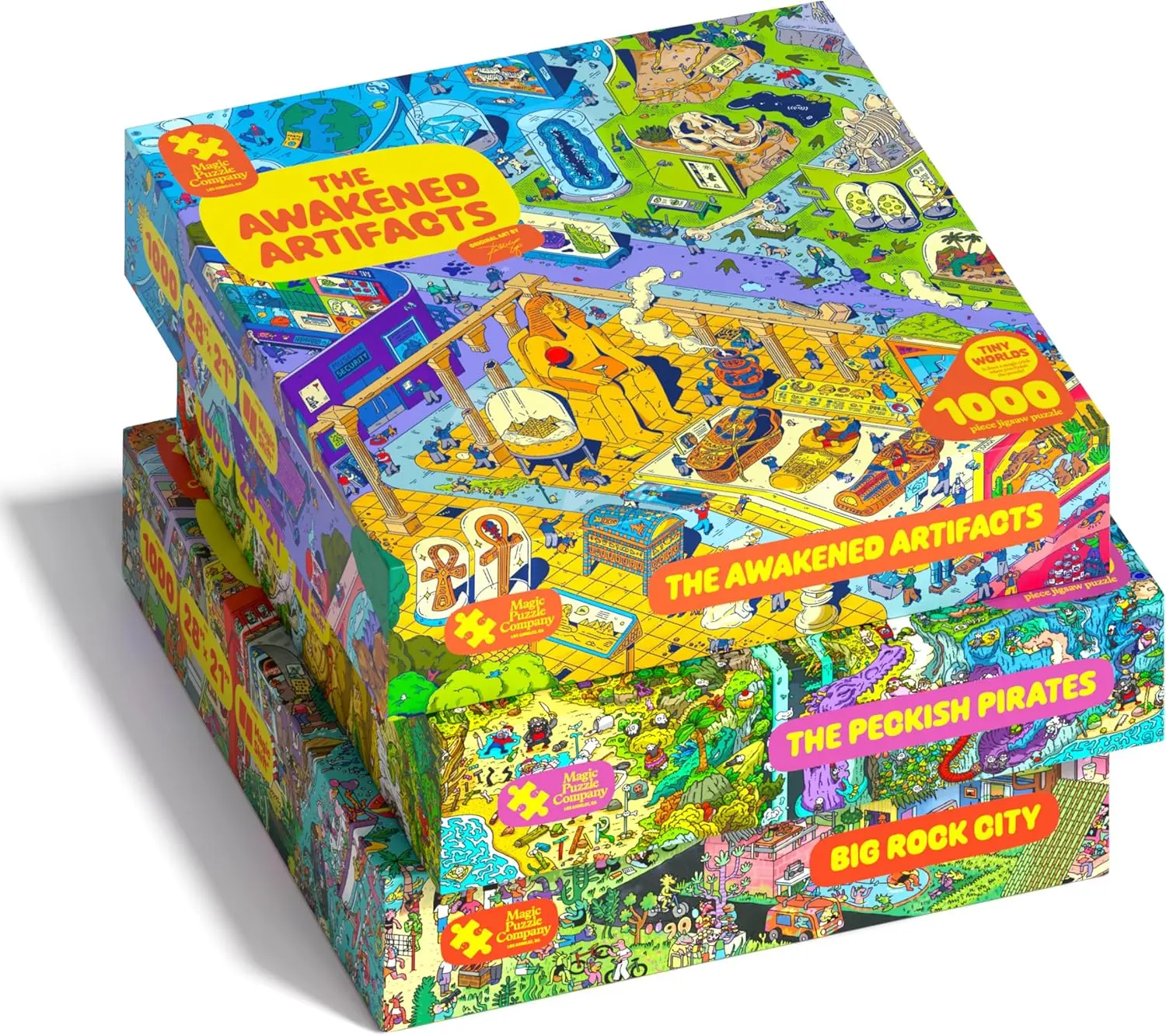 

3-Pack 1000-Piece Jigsaw Puzzles: Big Rock City, Awakened Artifacts, Peckish Pirates - Magic Series