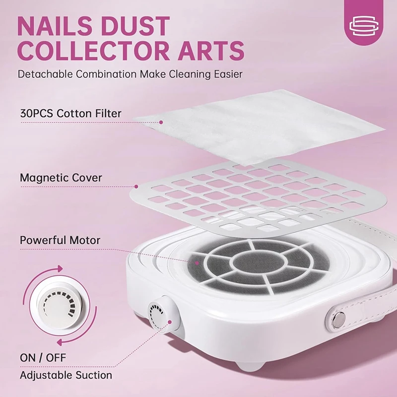 A73P-Nail Powder Collector Mini C Type Dust Collector Fan Powerful Vacuum Cleaner Manicure Pedicure Tool