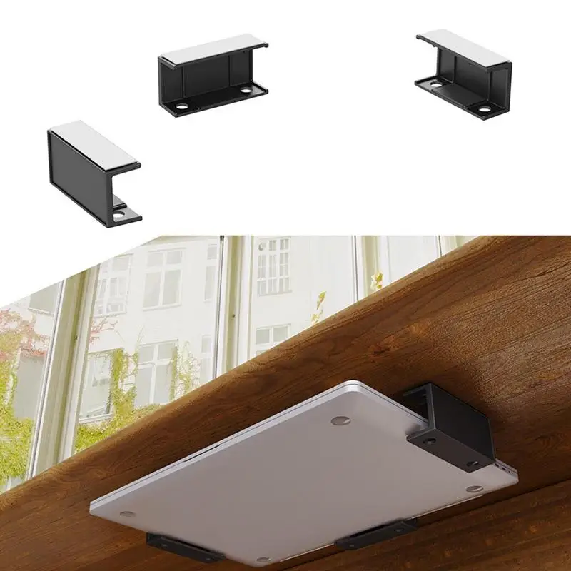 Under Desk Laptop Mount ABS Under Desk Shelf Holder for Notebooks, Tablets, Cable Boxes, Modems, Smart TV Boxes - view 5