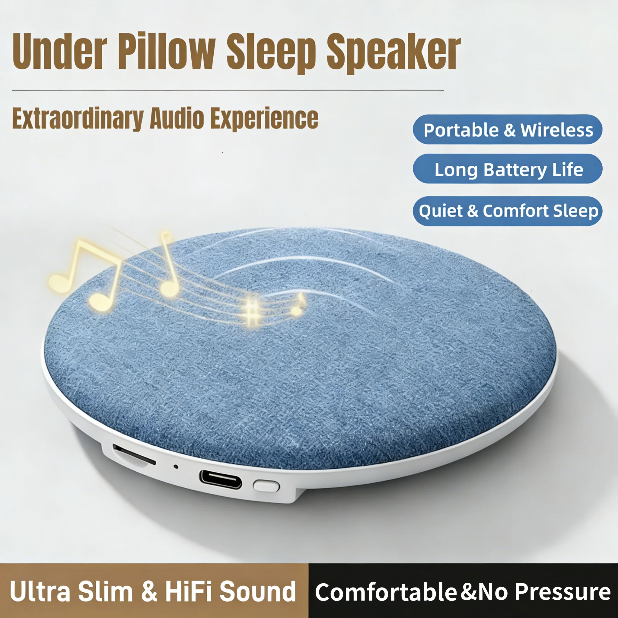 High Dynamic Sound Quality Bluetooth Speaker Bedside Sleep-enhancing Audio Ultrasonic Pillow-top Sleep Aid Speaker 2026 NEW