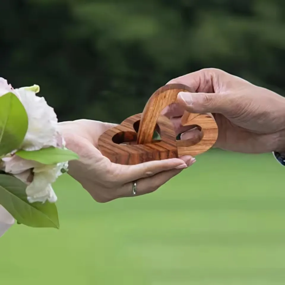 Intertwined Hearts Love Olive Wood Connected Hearts Joined Together Forever a Great Gift on Valentine Engagement and Wedding Bro