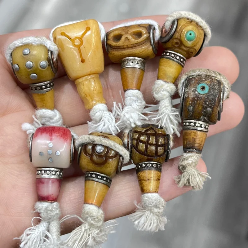 Tibetan Style Retro Bone Three-Way Buddha Various Inlaid Dumb Dice Jewelry Accessories