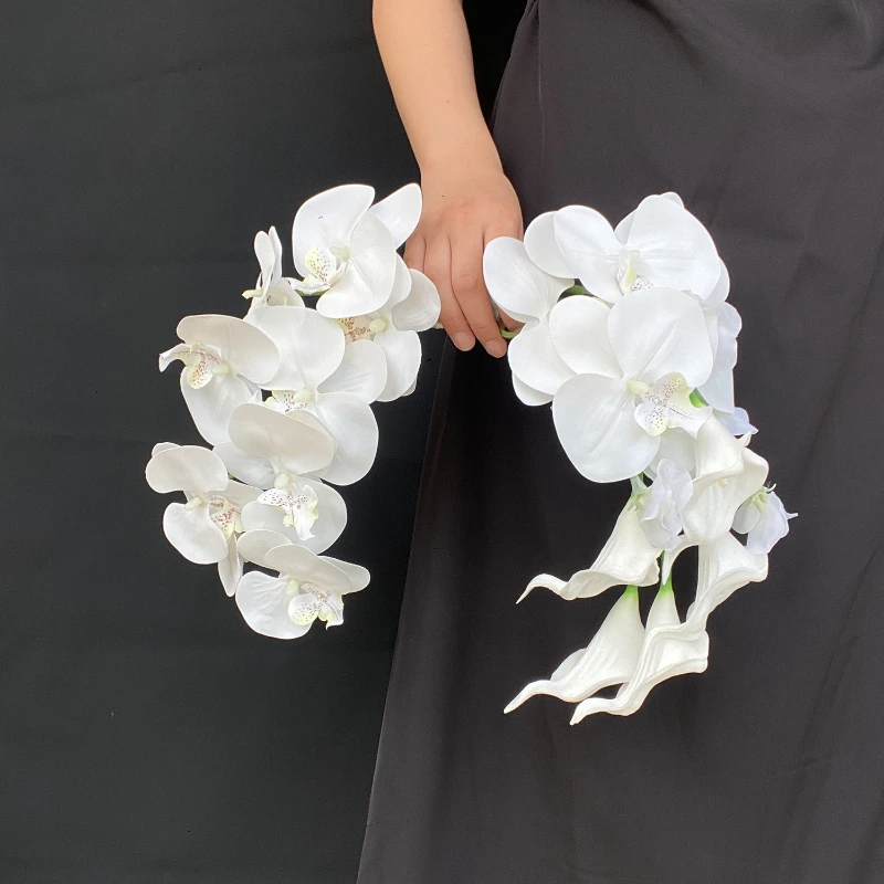 Meniscus certificate registration bridal wedding bouquet simulation fake flower portable niche unique Phalaenopsis