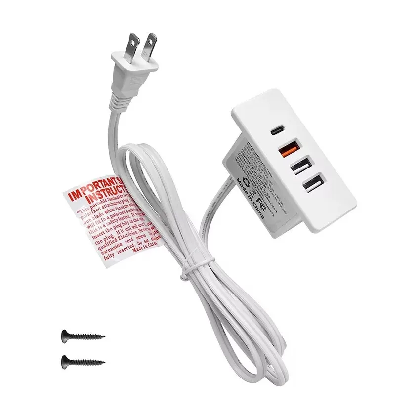 Powered USB C Hub Socket Recessed USB C Power Strip Outlet with Fast Charge 4 USB Ports 20W Mounted Into Bed Desk Table Sofa