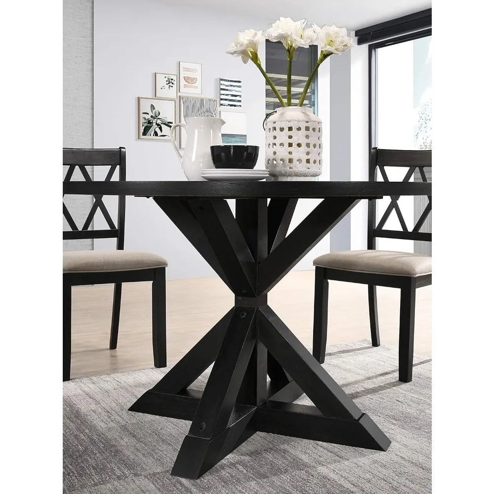 Windvale Cross-Buck Base Dining Table, Black