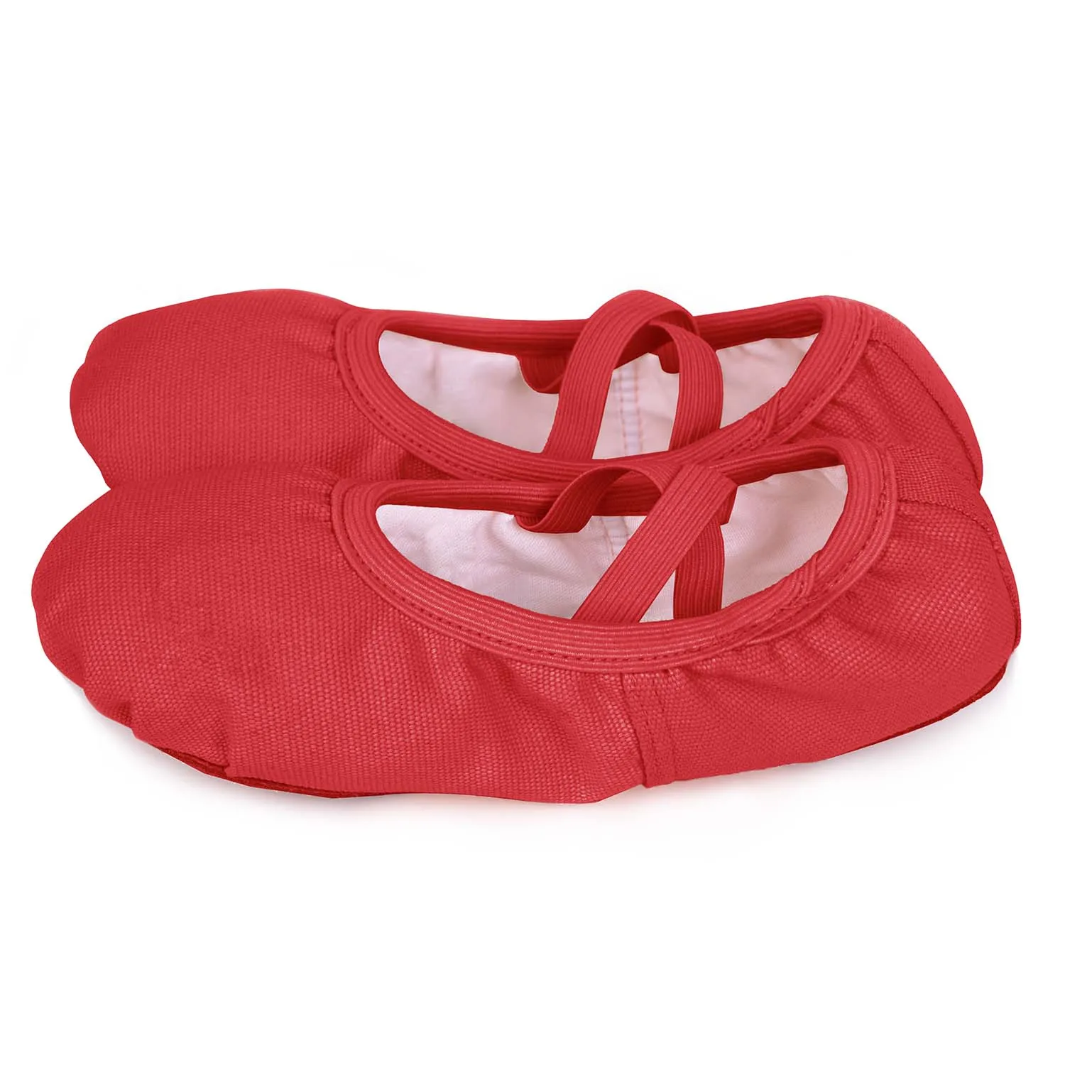 Chaussures de Ballet en toile pour filles, chaussures plates légères et ventilées à semelle fendue, élastiques du cou-de-pied croisé, chaussures de gymnastique
