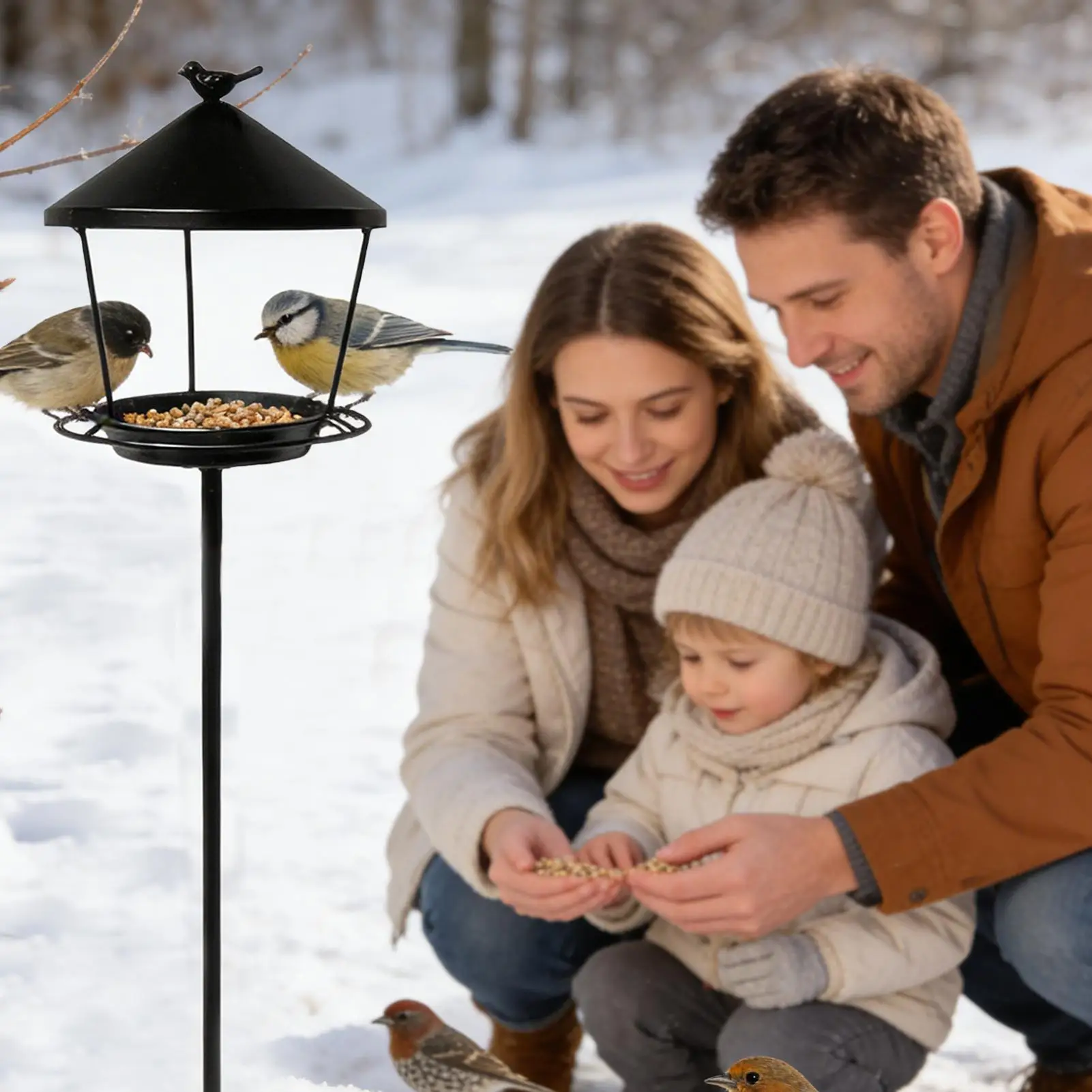 

Bird Feeder For Outside Anti-Waste Spill Guard Wild Feeding Station Standing Bird Feeders For Outdoors For Garden Backyard Patio