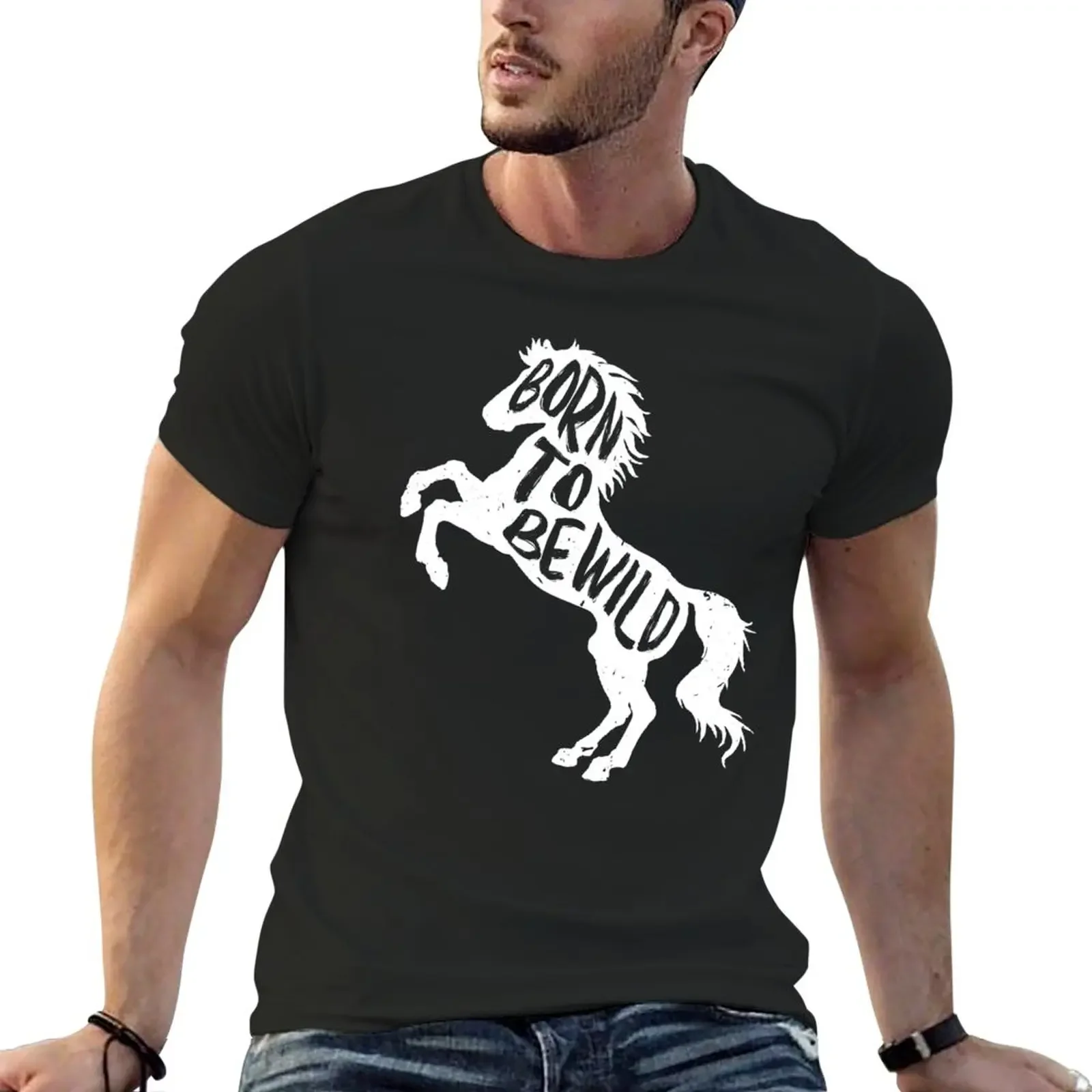 

horse T-Shirt cute tops funnys boys animal print shirt anime clothes mens t shirt