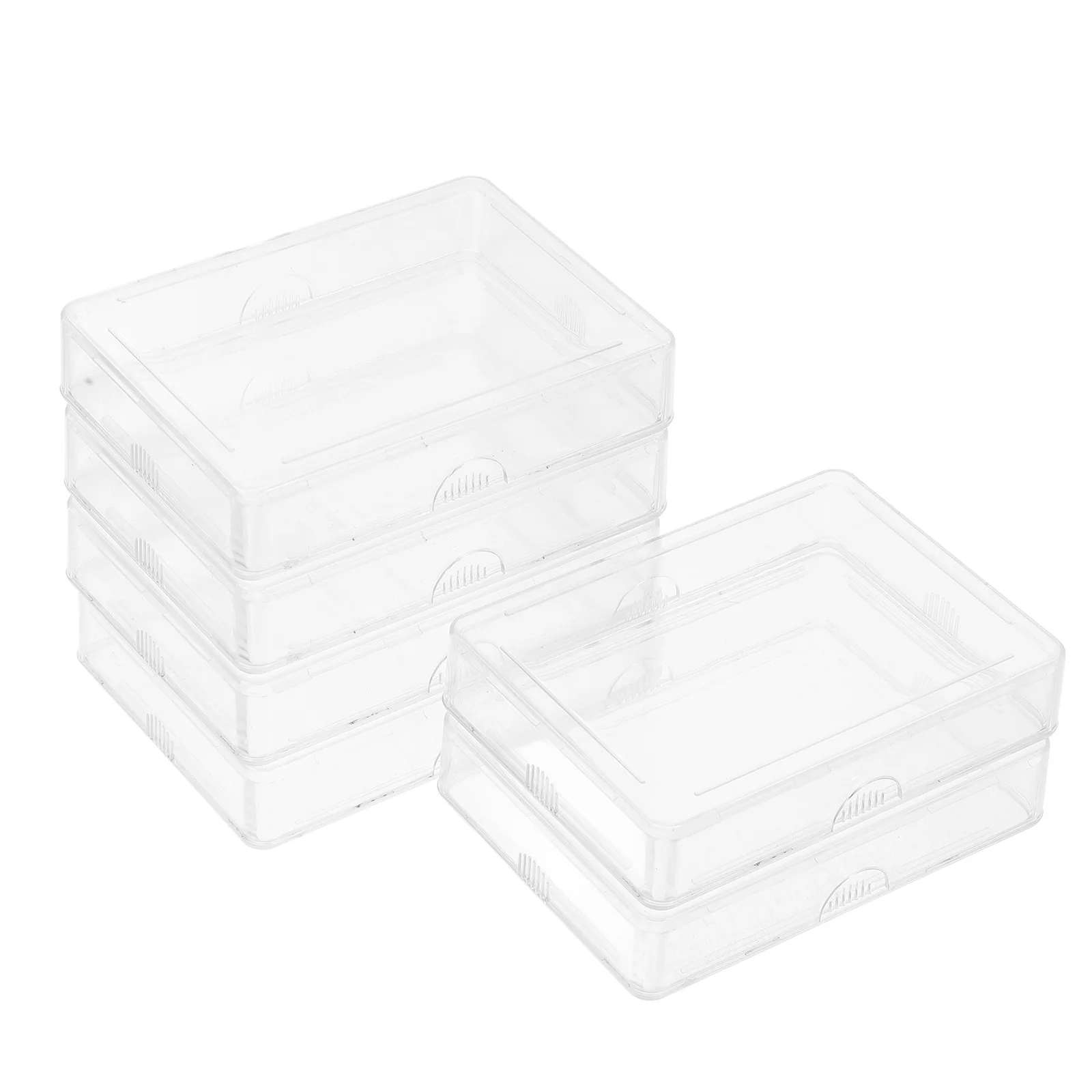 

6 pcs Clear Plastic Storage Box Transparent Organizer For Playing Cards Jewelry Small Tools Case With Rounded Corners