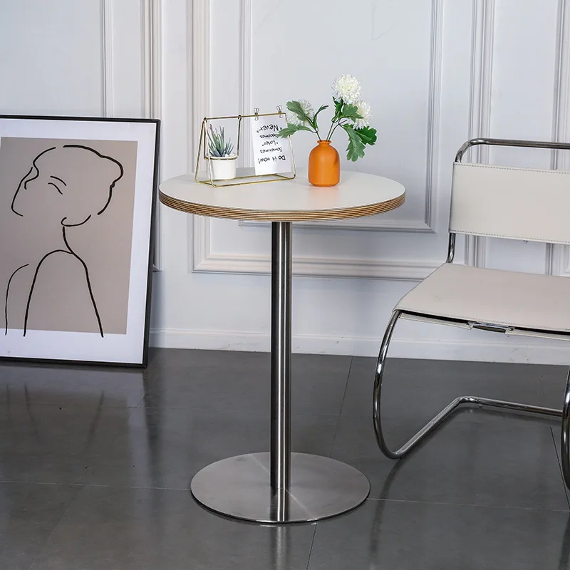 Nordic white firm table balcony household small round table ins Internet celebrity simple coffee shop office negotiation