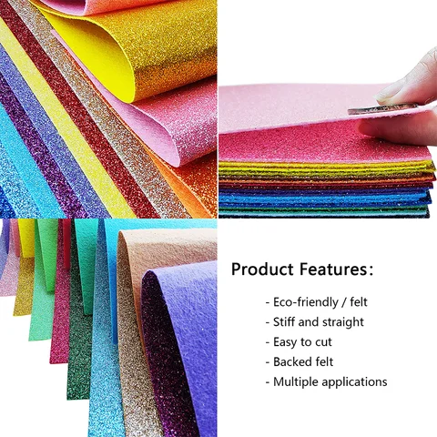 Glitter Felt Fabric Sheets for Crafts 20 Colors Choice 20x30cm 2Pcs/Pack for Party & Holiday Decorations