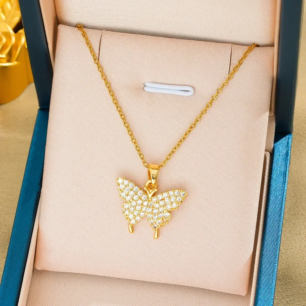 

2025newHot-selling, versatile butterfly titanium steel necklace for women, simple and elegant, light luxury, high-end in stock