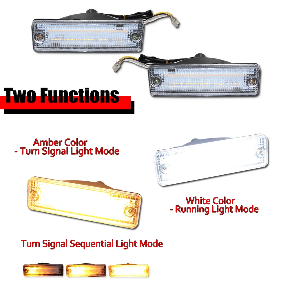 Switchback Amber Sequential LED Front Turn Signal Light w/ White DRL For Ford Festiva, For Mazda 323 626 B2000/B2200/B2600 Truck