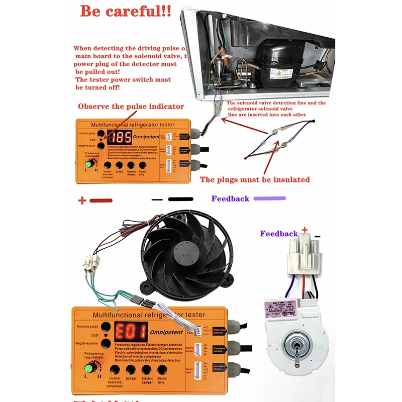 110V-240V Refrigerator inverter board compressor solenoid valve fan damper electric valve tester fault tool English version