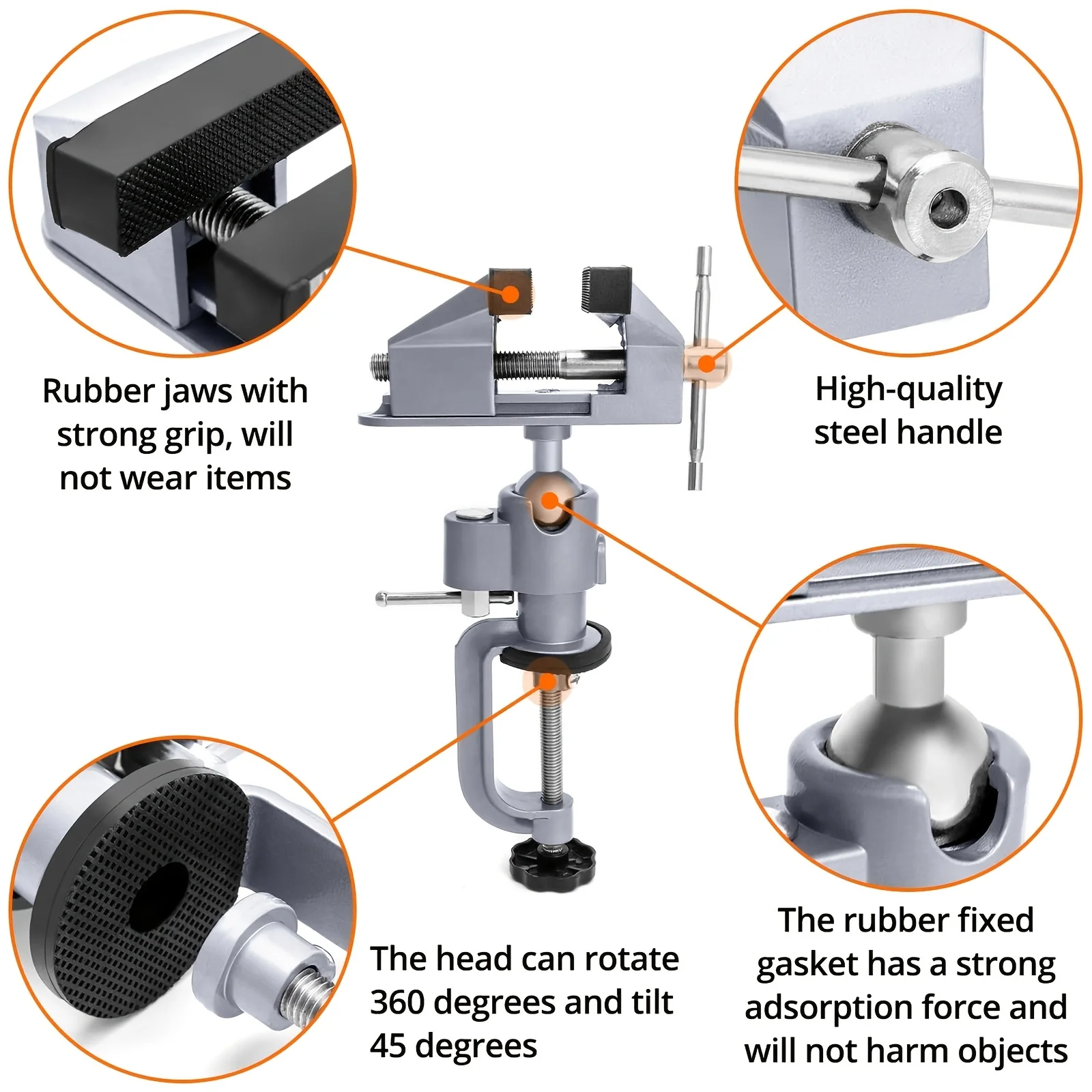360° Rotating Aluminum Bench Vise Multi-Purpose Drill and Woodworking Tool Compact and Durable Home Workshop Vise