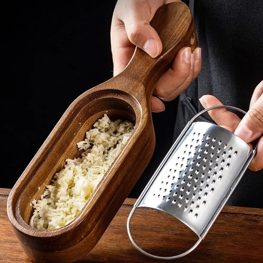 

Acacia Wood Cheese Grater Wood Handle Stainless Steel Chocolate Handheld Grater with Box Sharp Blades Vegetable Shredder