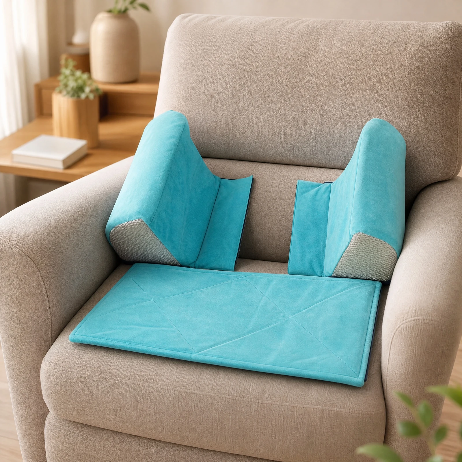 Wheelchair Anti-Side-Support Cushion Lightweight Wheelchair Positioning Cushion with Detachable Lumbar Support Padded