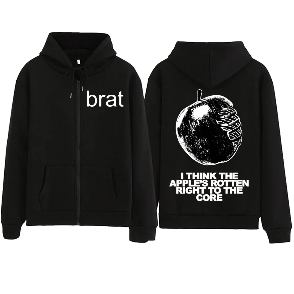 Charli XCX Brat Zipper Hoodie Harajuku Hip Hop Sweatshirt