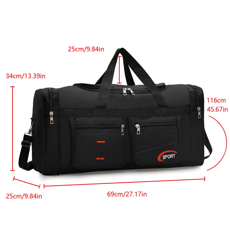 Sports travel handbag, featuring a secure zipper closure, is ideal for sports, fitness, and travel. With fashionable design and