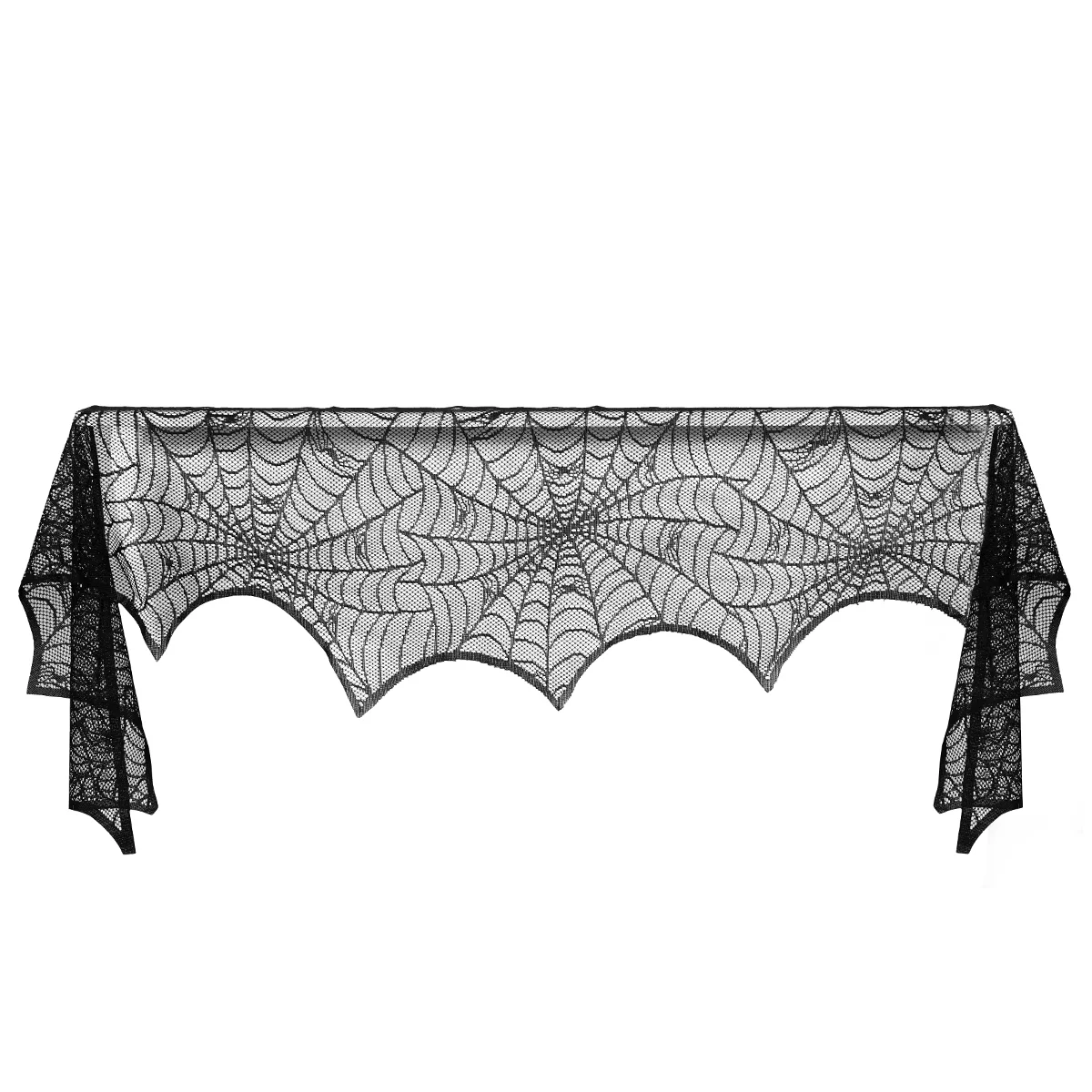 

Fireplace Spiderweb Cover Decor Halloween Haunted House Door Party Supplies Mantel Scarf Black