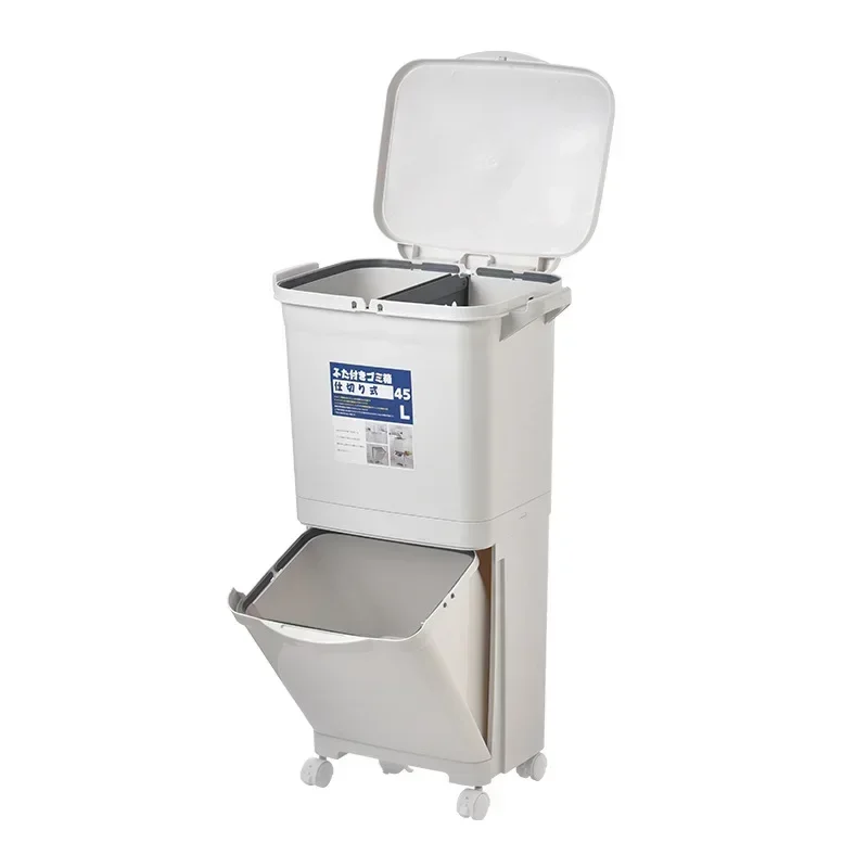 Dry Wet Separation Trash Can: Double-Layer Garbage Bin, Large Capacity, Lid Included, Efficient Trash Can, Durable Bin