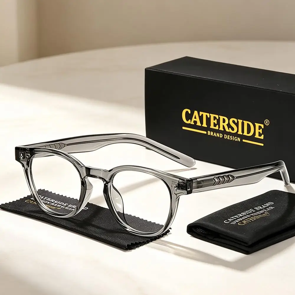 CATERSIDE Retro Herren-Brillenhalter Tr-90 Quadratische Modische Anti-Blaulicht-Brille Damen Business Freizeit Urlaubsgeschenk Brille – Detail 2