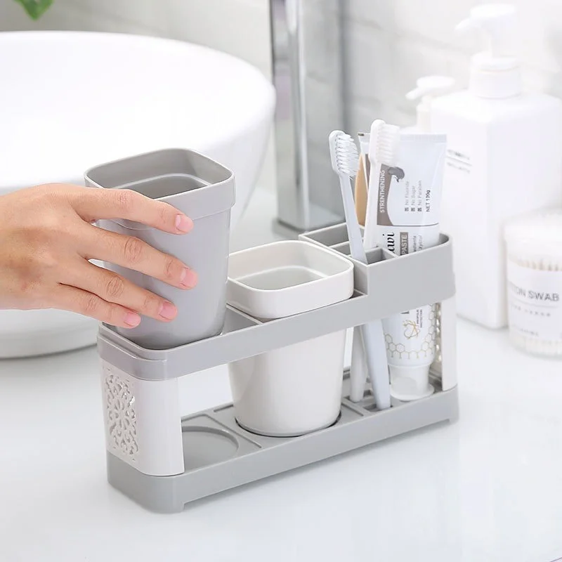Multifunction Toothbrush Rack Set - Free Punching Tooth Cup Holders Vertical Storage for Teeth And Toothpaste Organizer