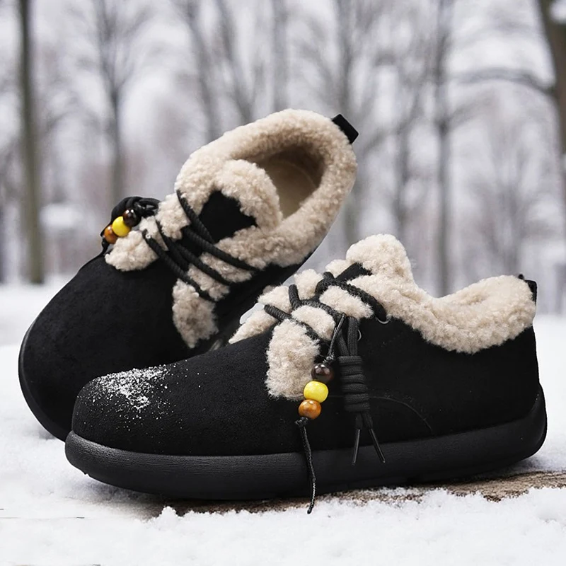 

Зимние зимние ботинки, мужские черные плюшевые теплые ботильоны на толстой подошве с термоизоляцией, мужские ботильоны на флисовой подкладке, уличная повседневная обувь на платформе