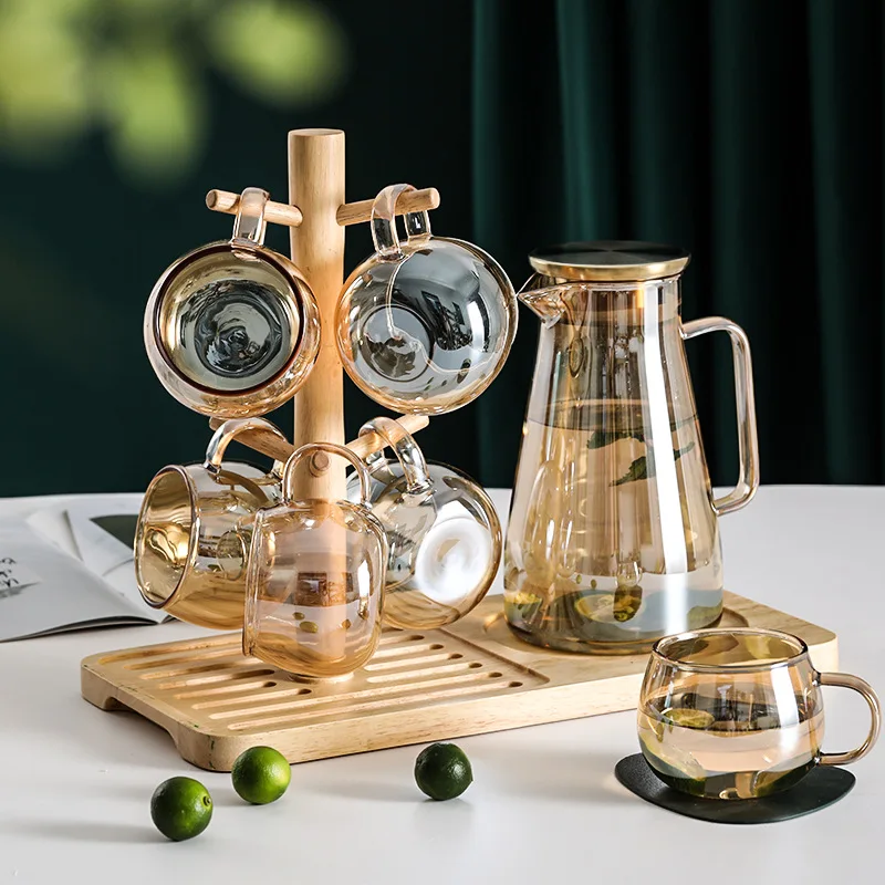 

Colourful Glass Cold Water Pot Cool Down Boiled Water Fruit Juice and Beverage Water Pot Home Use High Boron Silicate