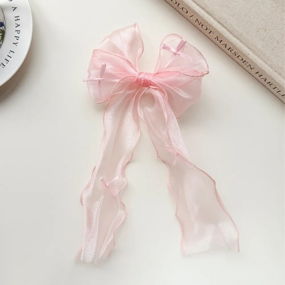 1 Pair French Headwear Long Tail Hair Clip Hair Accessories French Style Bow Hair Clip Lightweight Chiffon Hair Accessories
