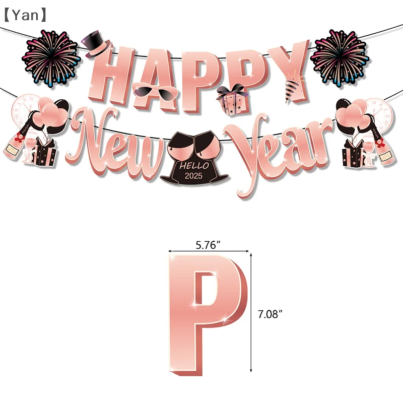 新年あけましておめでとうございます紙の花輪の旗、旗バナー、家のメリークリスマスパーティーの吊り下げ装飾、黒と金、2020