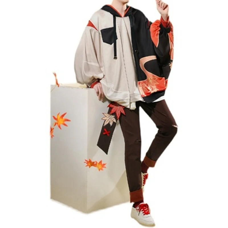 Game Genshin Impact Kaedehara Kazuha Doujin Hoodie Genshin Impact Kazuha Casual Wear Cosplay Costume Hoodie Pants Outfit Set