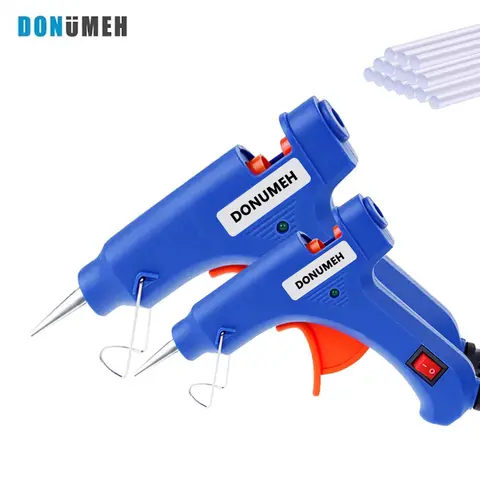 투명 접착제 스틱이 있는 미니 핫멜트 글루건, 전기 가열 온도 건, 가정용 DIY 수리 세트, 20W, 100W, 7mm, 11mm