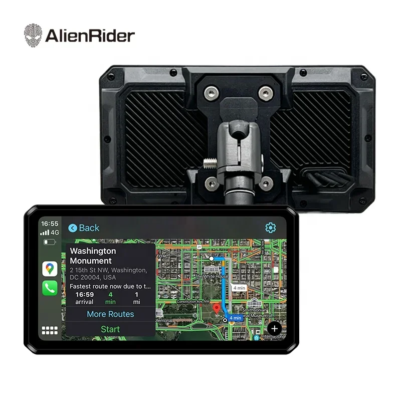 

AlienRider M12 Pro Motorcycle Carplay Navigation Dash Cam With 6 Inch Touch Screen Dual Recording BSD 77G Millimeter Wave Radar