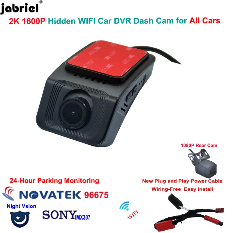 2K 1600P WiFi Car DVR Dash Cam Camera 24H Video Recorder for BMW for Audi for Mazda for Skoda for Toyota for Volvo for All Cars